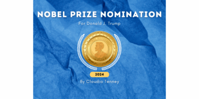 Nobel Peace Prize nomination for Donald Trump in 2020 by Claudia Tenney at the Real KBrett's Stack of Stuff