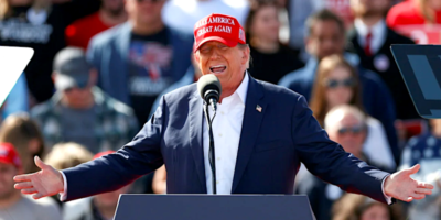 Trump at Podium at Rally in Vandalia, Ohio in 2016 at the Real Kbrett's Stack of Stuff