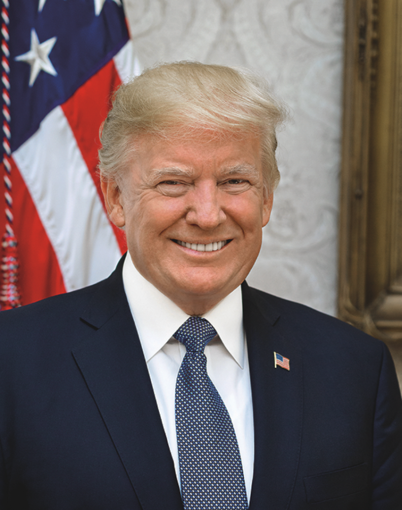 Official White House Portrait of the President of the United States Donald Trump on the Real K Brett's Stack of Stuff