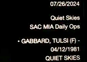 A screenshot from the internal TSA system, appearing to show Gabbard was placed under surveillance from the Real KBrett's Stack of Stuff