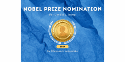 Nobel Peace Prize nomination for Donald Trump in 2024 by Oleksandr Merezhko at the Real KBrett's Stack of Stuff