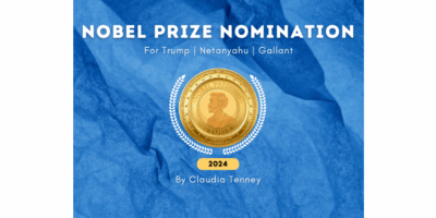 Nobel Peace Prize nomination for Donald Trump in 2024 together with Benjamin Netanyahu and Yoav Gallant by Claudia Tenney at the Real KBrett's Stack of Stuff